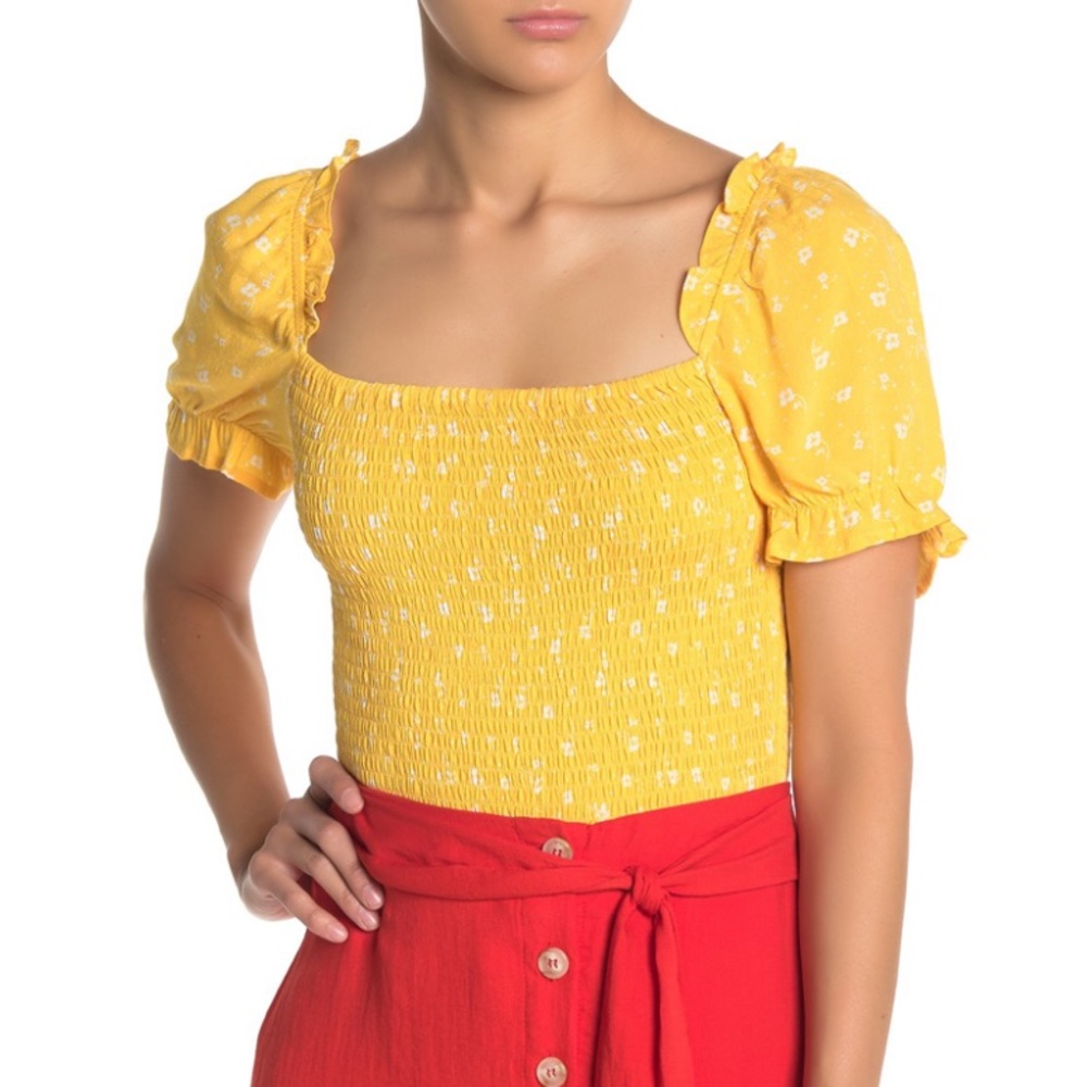 Nordstrom Rack MUSTARD smocked blouse
